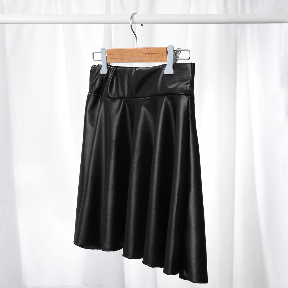 Women Faux Leather Short Skirts High Waist Elastic Mini Short Skirt Multipurpose For Skater Work Nightclub