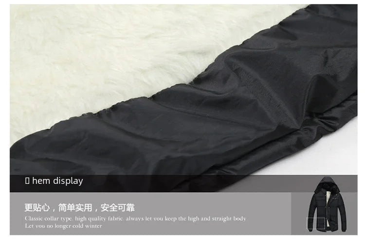 Thickened cotton padded men’s jacket, warm and medium-length.