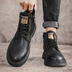 Luxury Men's Leather Boots Autumn Winter Retro British Style High-top Men Boots Classics Business Outdoor Motorcycle Boots 2024