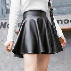 Women Faux Leather Short Skirts High Waist Elastic Mini Short Skirt Multipurpose For Skater Work Nightclub