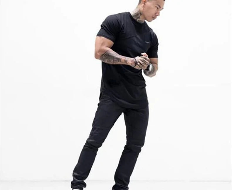 Men's Summer Fashion Fitness Tees Gym  Sport Running Patchwork Short Sleeves Shirt Breathable Bodybuilding T-shirt Man Clothing