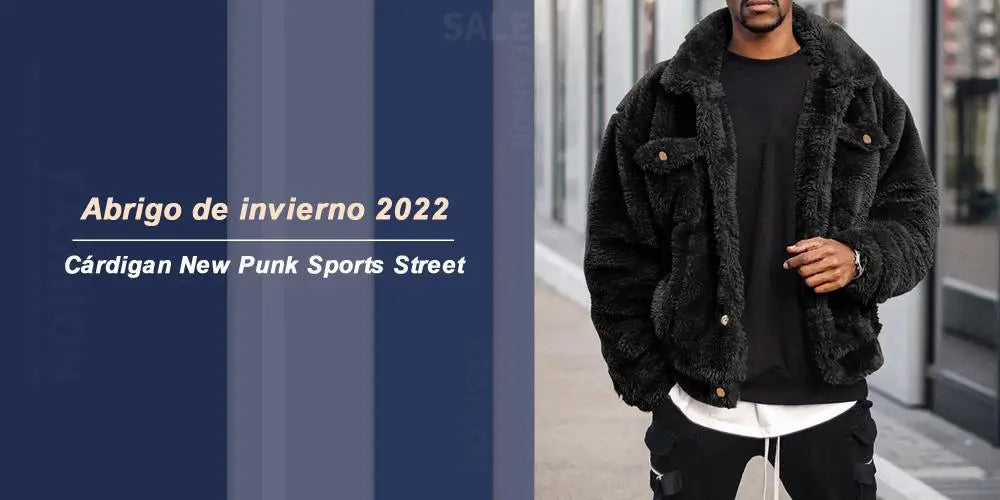 Men’s Winter Coat – Cozy, thermal, plush, thick, with chest pockets.