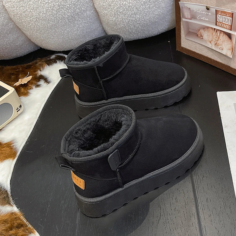 Women’s Winter Snow Boots – Thick sole, fleece-lined, short, warm, anti-slip.