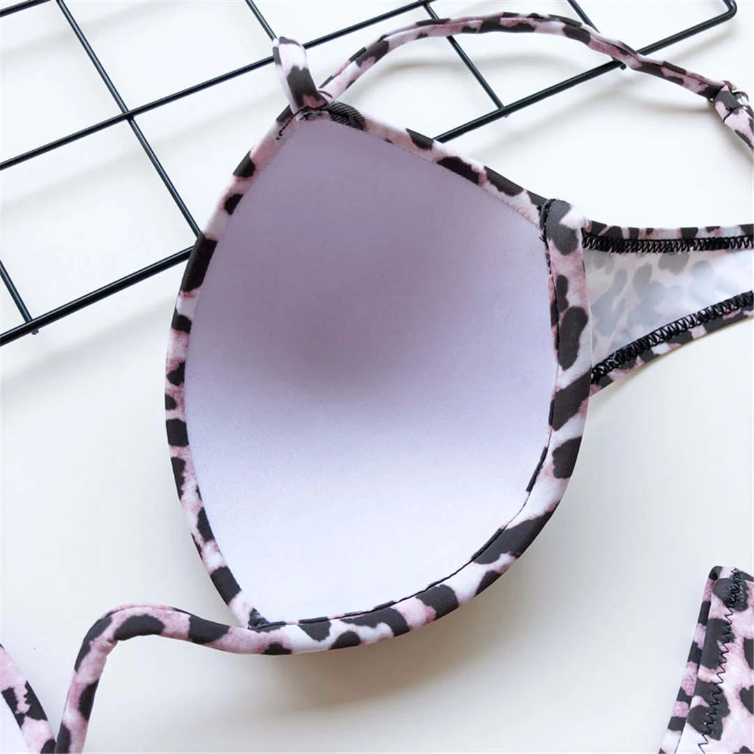 Sexy V-Bra Bikini — Underwired Push-Up, Hard Cup, Two-Piece Backless Set.