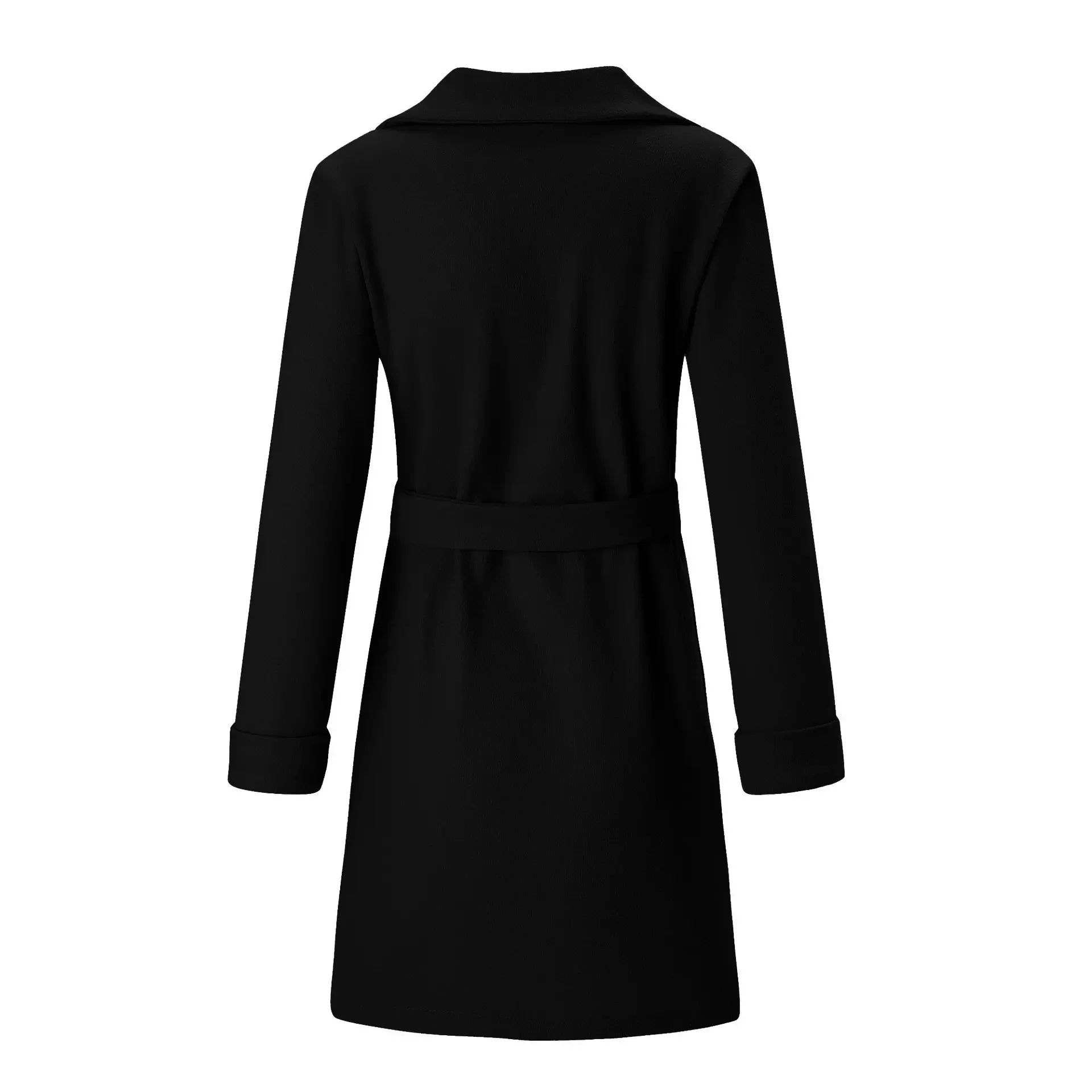 Women's S-2XL Size New Fashion Slim Fit Waist Belt Flip Collar Woolen Coat trench coat  trench coat for women