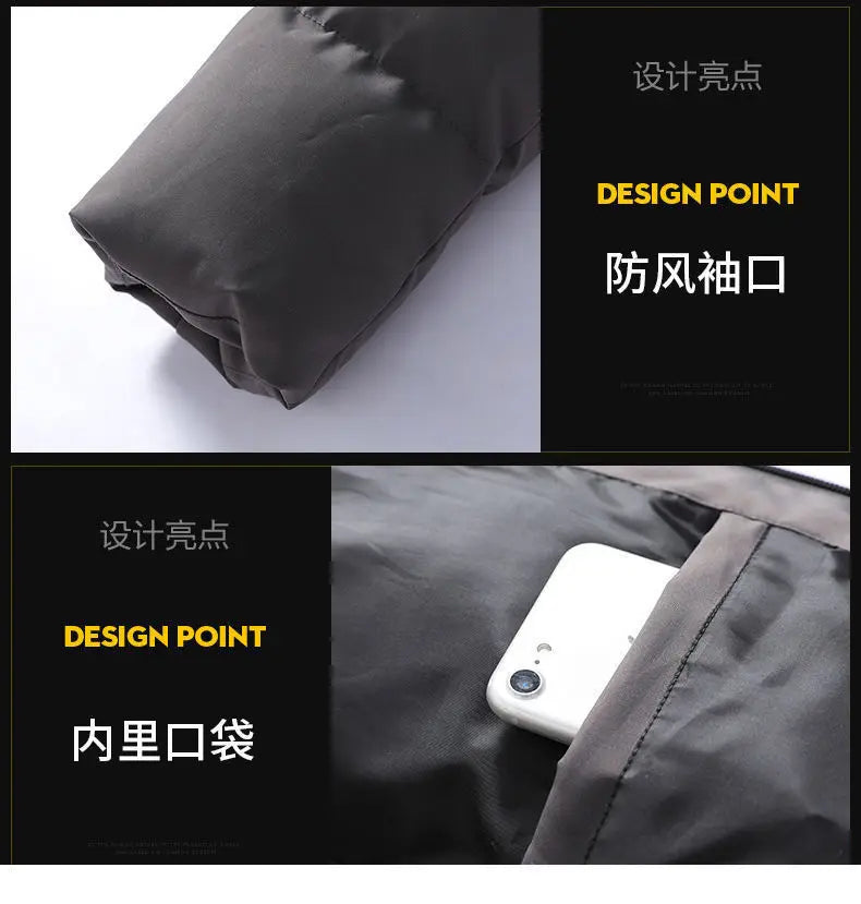 Men’s cotton puffer jacket with hood, loose fit, cropped design — perfect for casual and outdoor wear.