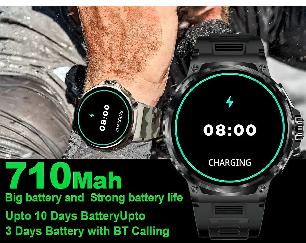 New Smart Watch Men 1.85-Inch HD Sports Bluetooth Call GPS Sports Fitness Tracker Heart Monitor 710mAh  Waterproof Smart watch