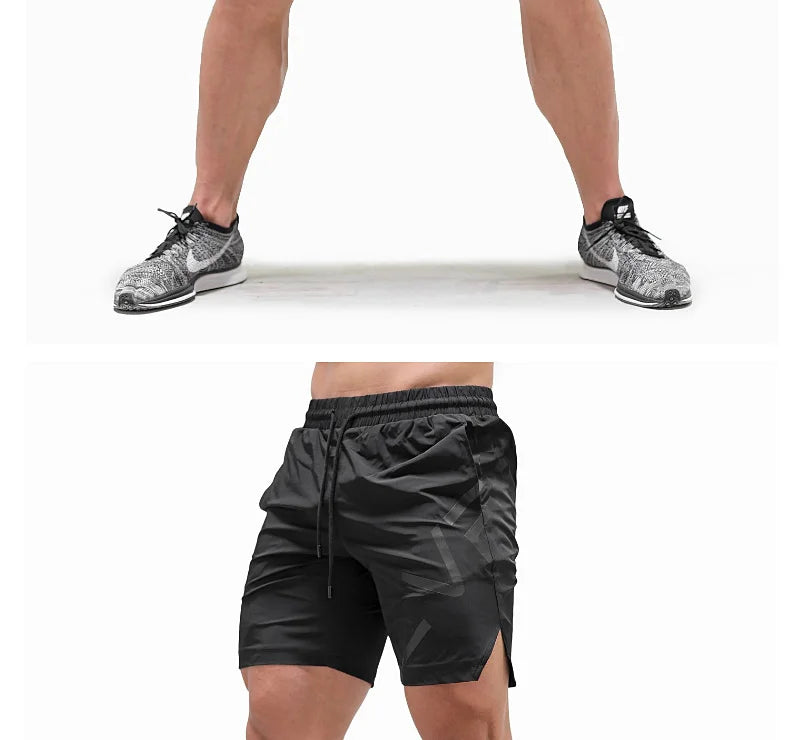 Men's Summer Fitness Sports Training Running Shorts Gym Muscle Man Casual Breathable Quick Dry Workout Bodybuilding Short Pants