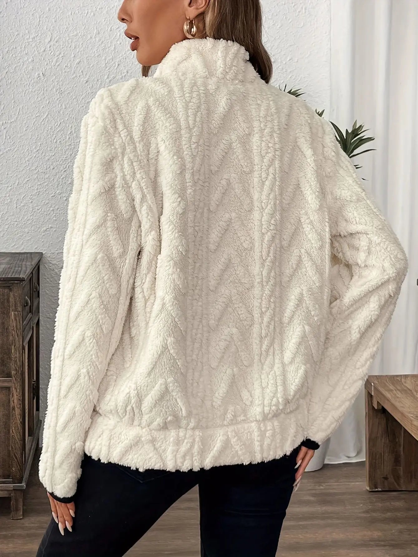 Oversized Fleece Half-Zip Sweatshirt – Autumn & Winter