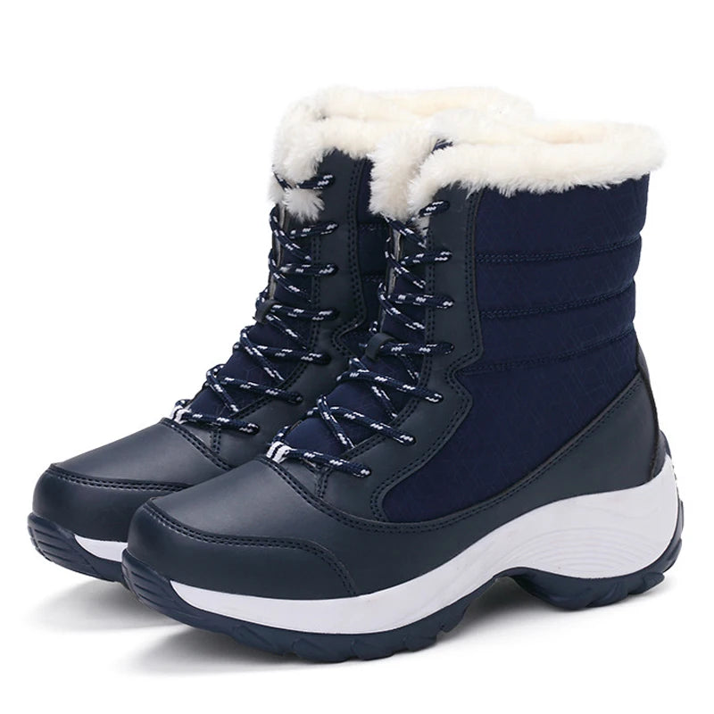 Ankel Boots for Women Winter Outdoor Warm Snow Boots Chunky Platform Waterproof Non-slip Warm Shoes Woman Boots Plus Size Casual