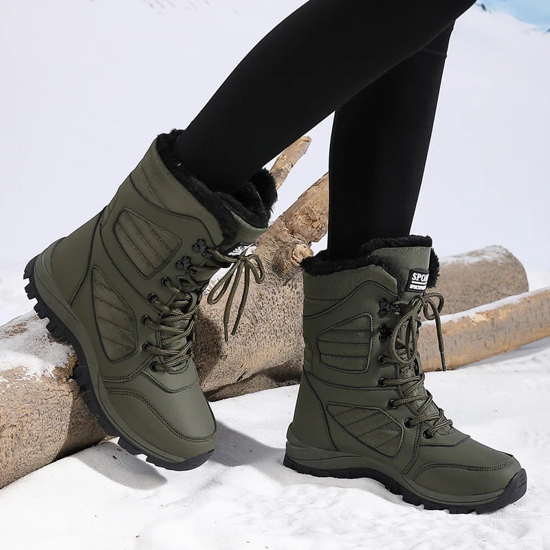 Women’s Winter Waterproof High-Top Snow Boots – Warm, Thick Lining