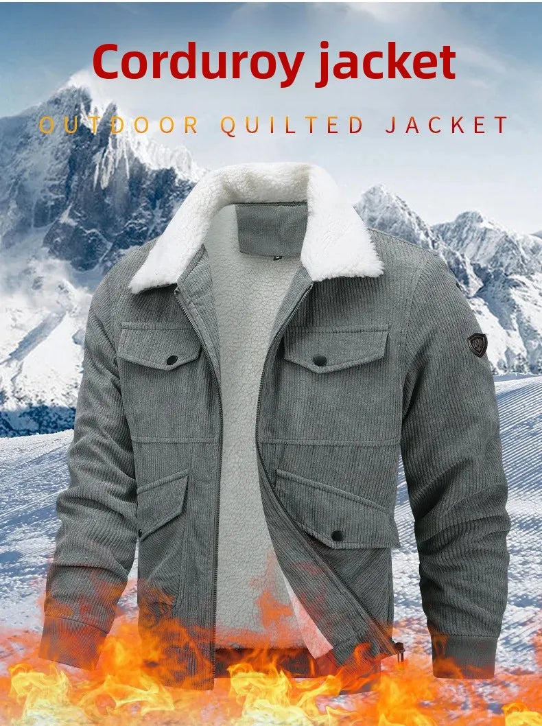Men’s Corduroy Jacket – Thickened, warm, flocked lining, stylish and lightweight.