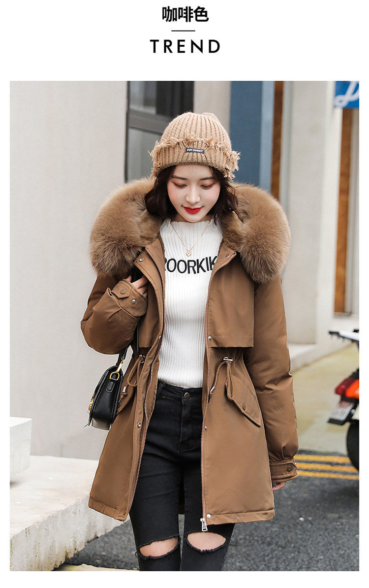 Women Parka Fashion Long Coat Wool Liner Hooded Parkas 2023 New Winter Jacket Slim with Fur Collar Warm Snow Wear Padded Clothes