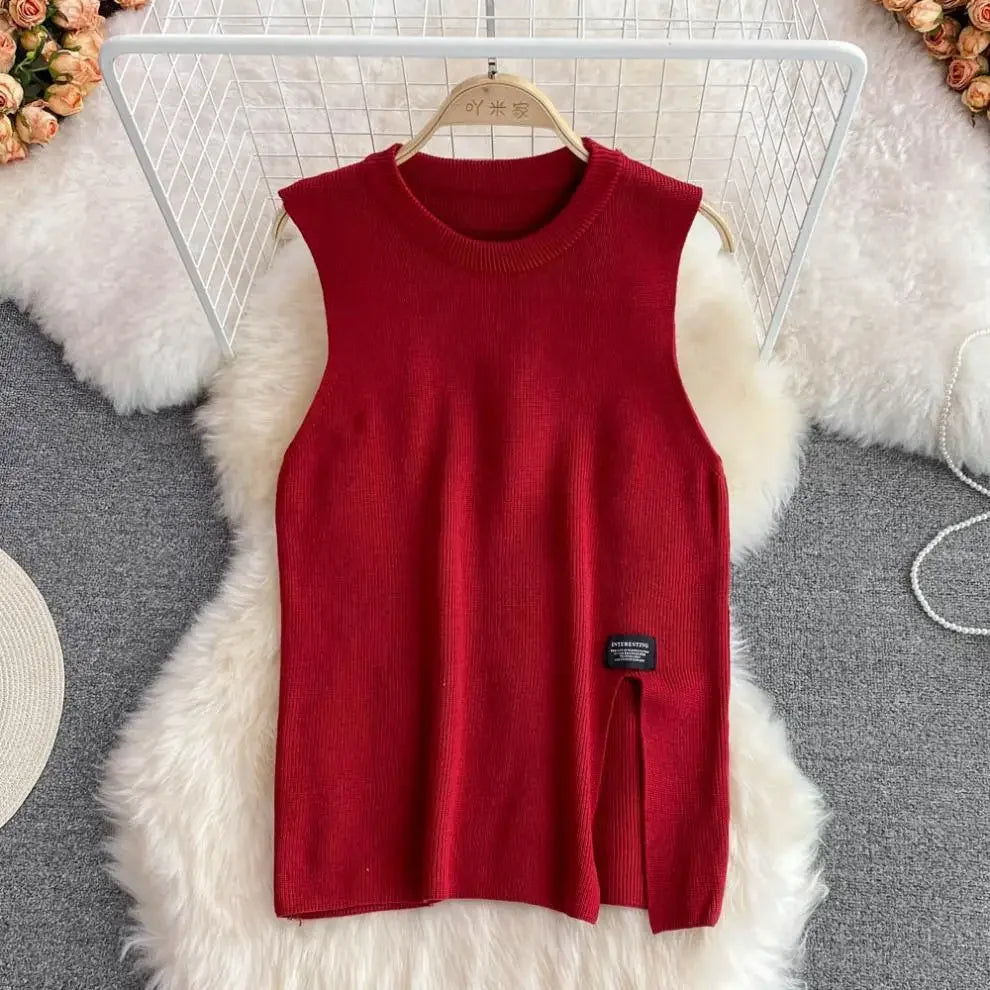 2024 Autumn Long Sleeve White Shirt Sweater Set Chic Age-Reducing Loose Fit Knit Vest Vest 2-Piece Set For Women