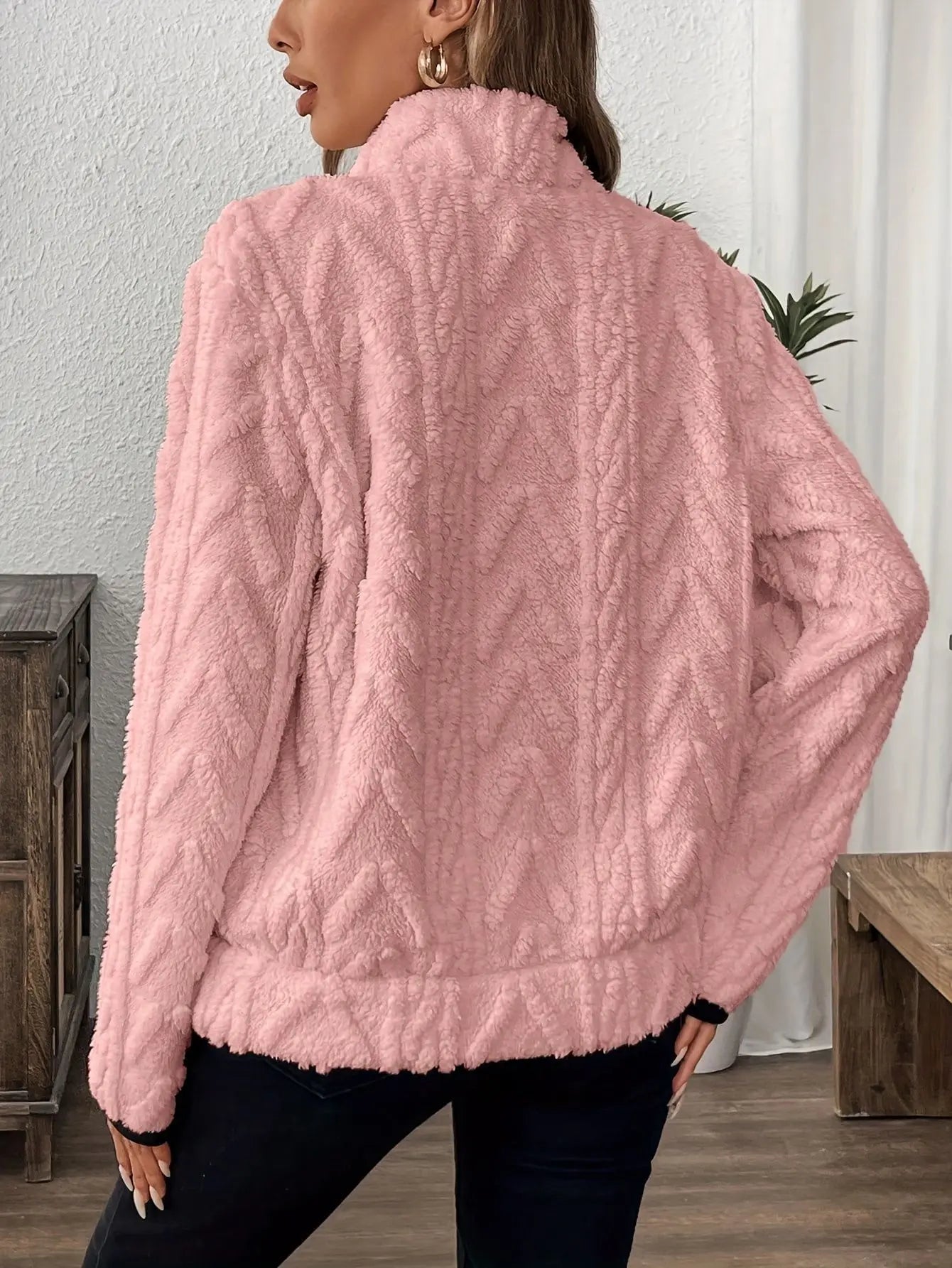 Oversized Fleece Half-Zip Sweatshirt – Autumn & Winter