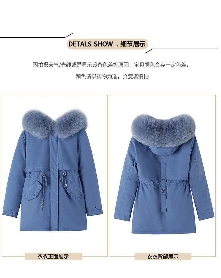 Women Parka Fashion Long Coat Wool Liner Hooded Parkas 2023 New Winter Jacket Slim with Fur Collar Warm Snow Wear Padded Clothes