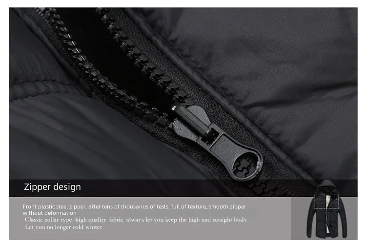 Thickened cotton padded men’s jacket, warm and medium-length.
