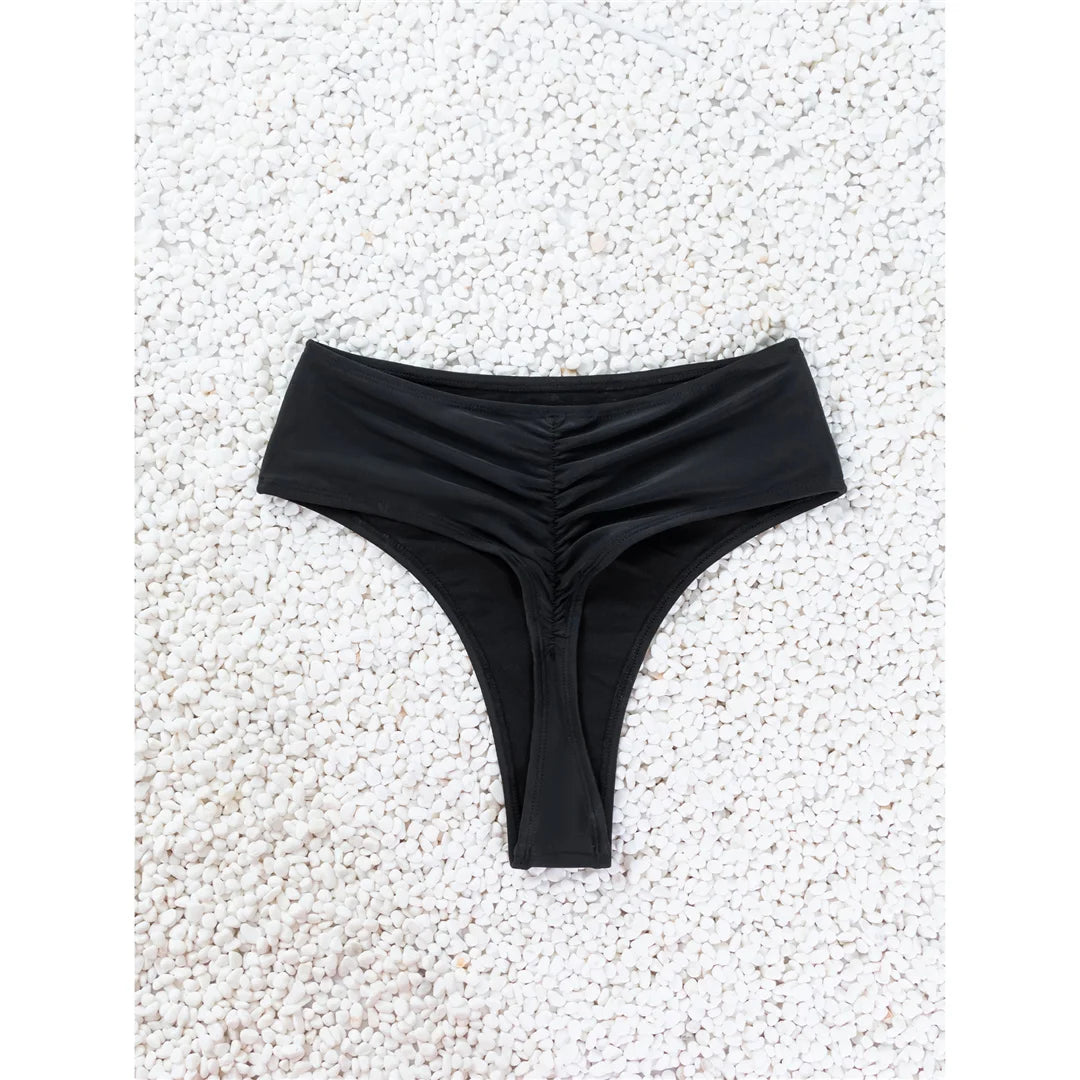 Scrunch Bikini Bottom | High Waist Brazilian Thong Style
