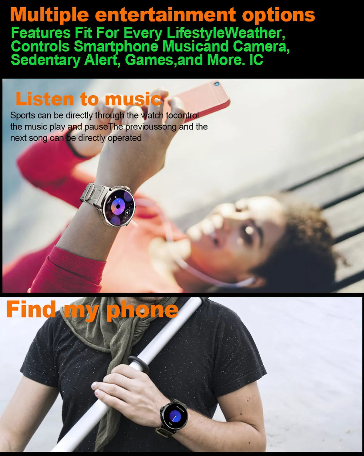 New Smart Watch Men 1.85-Inch HD Sports Bluetooth Call GPS Sports Fitness Tracker Heart Monitor 710mAh  Waterproof Smart watch
