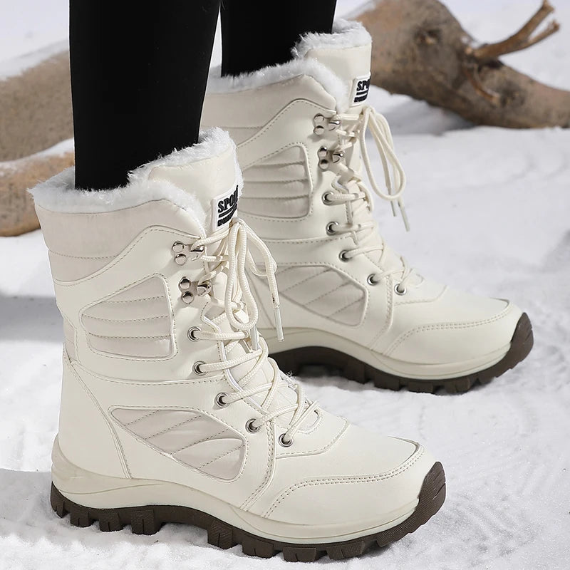 Women’s Winter Waterproof High-Top Snow Boots – Warm, Thick Lining
