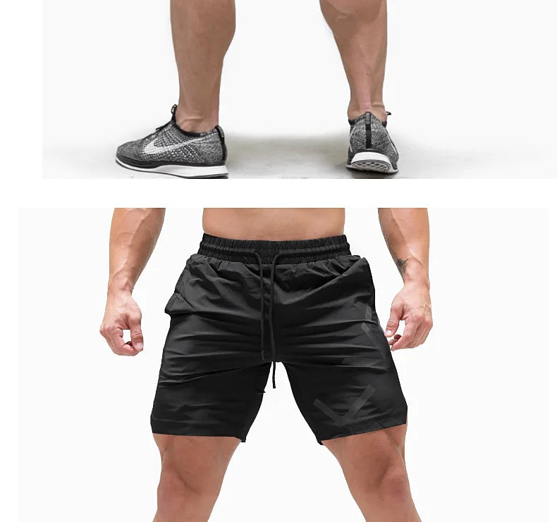 Men's Summer Fitness Sports Training Running Shorts Gym Muscle Man Casual Breathable Quick Dry Workout Bodybuilding Short Pants