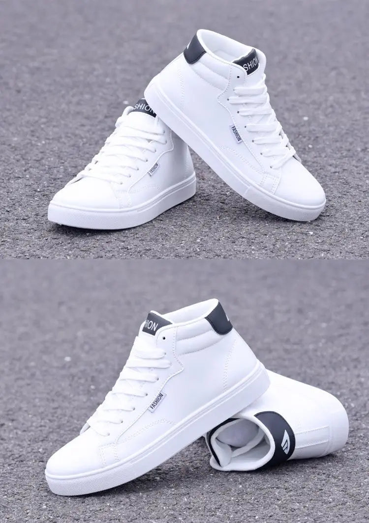 White Sneaker Faux Leather Boots Men's Winter Warm Boot Shoes Man High Top Sneaker Tenis Masculino Travelling Boots Waterproof