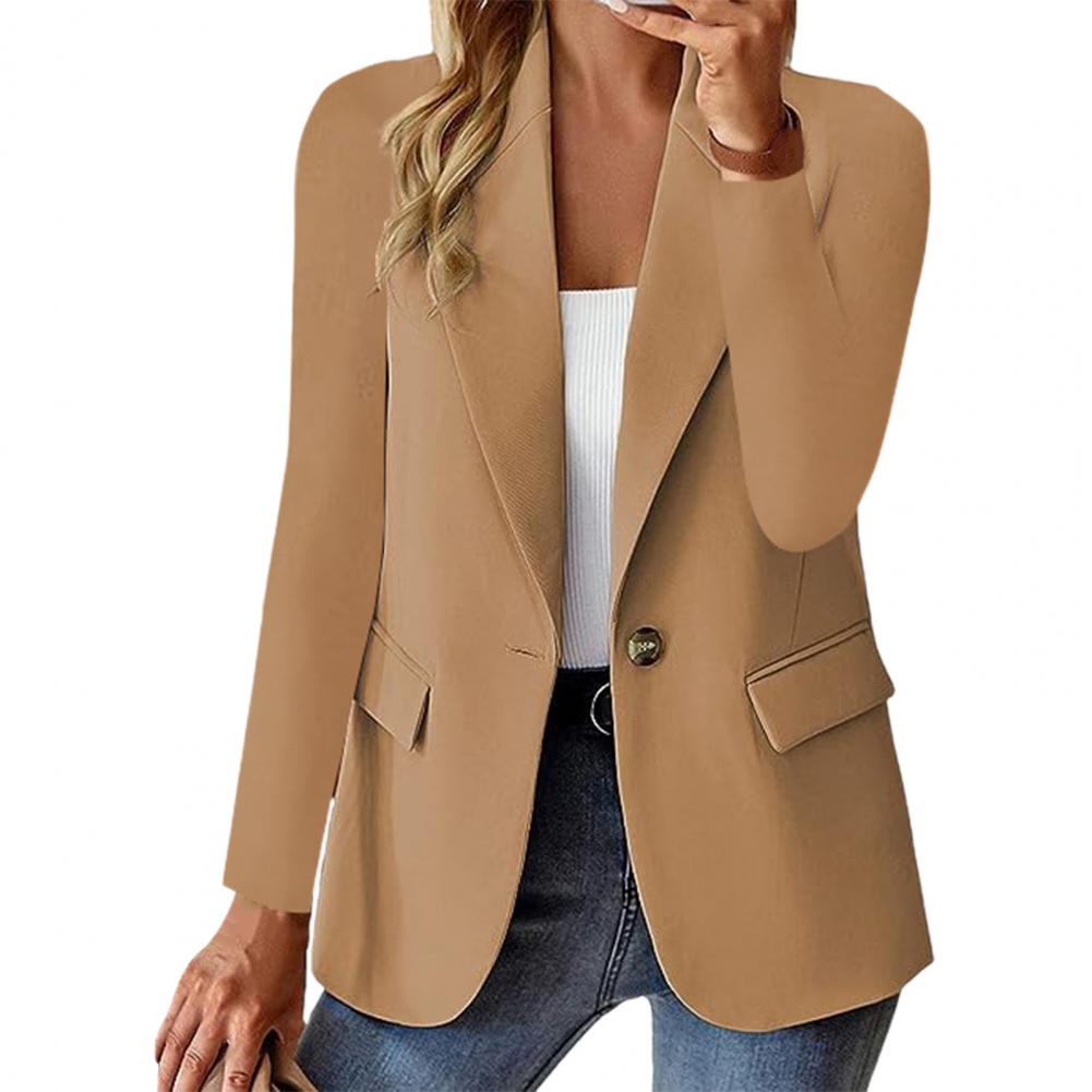 Women Workwear Stylish Women's Office Coats Single Button Straight Cut Anti-wrinkle for Formal Business Commute in Spring Fall