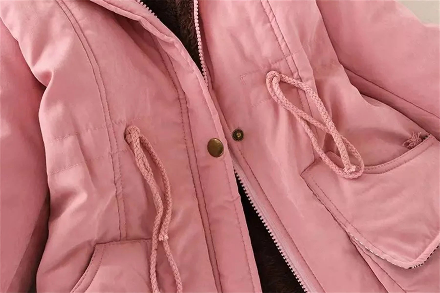 Fleece Lined Hood Down Jacket Winter Coat for Women Warm Drawstring Padded Parkas Korean Casual Streetwear Female Puffer Outwear