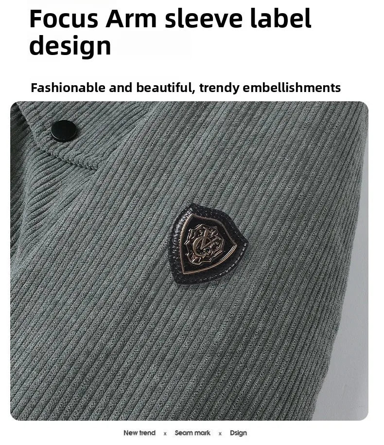 Men’s Corduroy Jacket – Thickened, warm, flocked lining, stylish and lightweight.