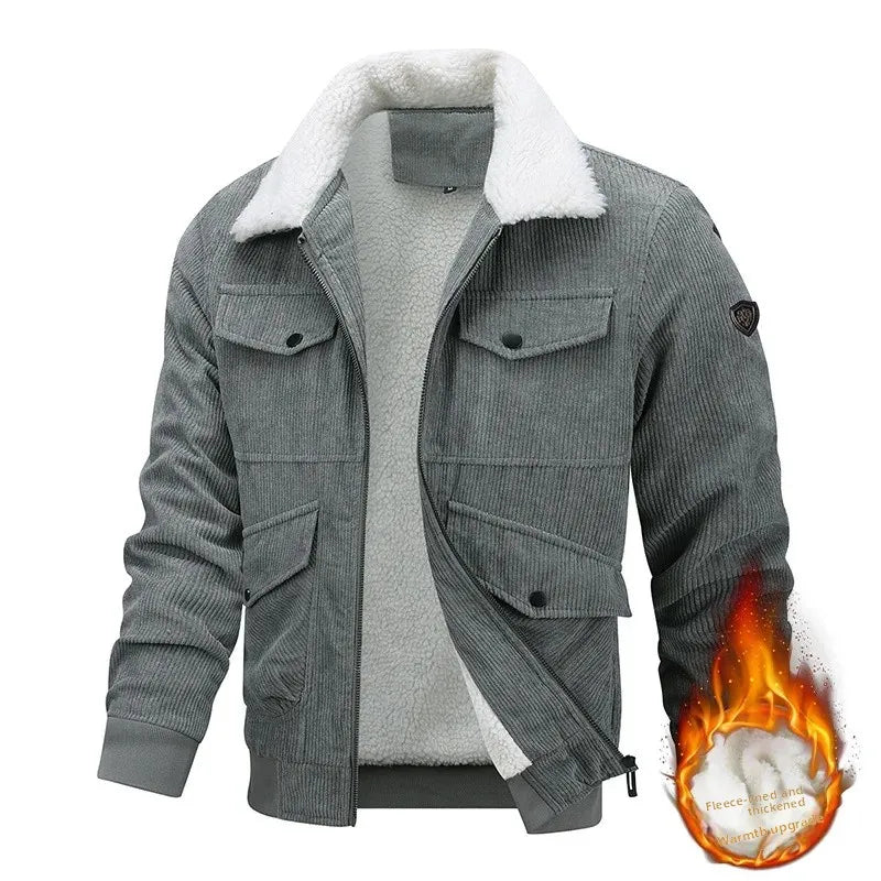 Men’s Corduroy Jacket – Thickened, warm, flocked lining, stylish and lightweight.