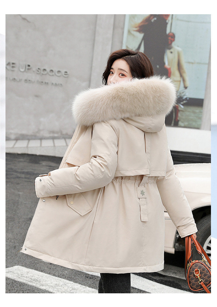 Women Parka Fashion Long Coat Wool Liner Hooded Parkas 2023 New Winter Jacket Slim with Fur Collar Warm Snow Wear Padded Clothes