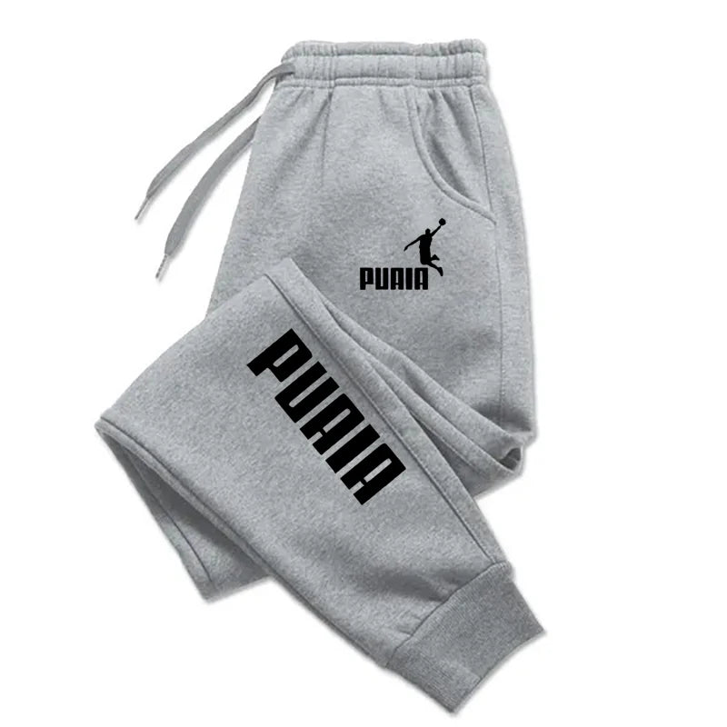 PUAIA Print Men's Pants Autumn/Winter New Sport Jogging Trousers Fitness Loose Fit Clothing Solid Color Outfit Streetwear Pants