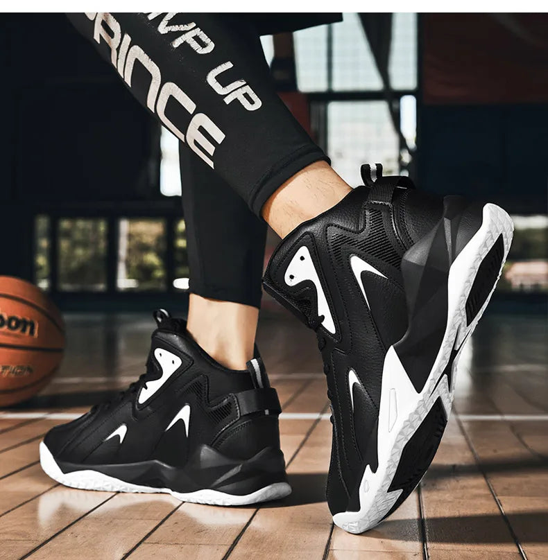 BXBR 2023  Men High-Top  Leather Basketball Shoes Training Sneakers Sport Shoes Big Size 48 49 50 51 Anti-Slip  basketball shoes