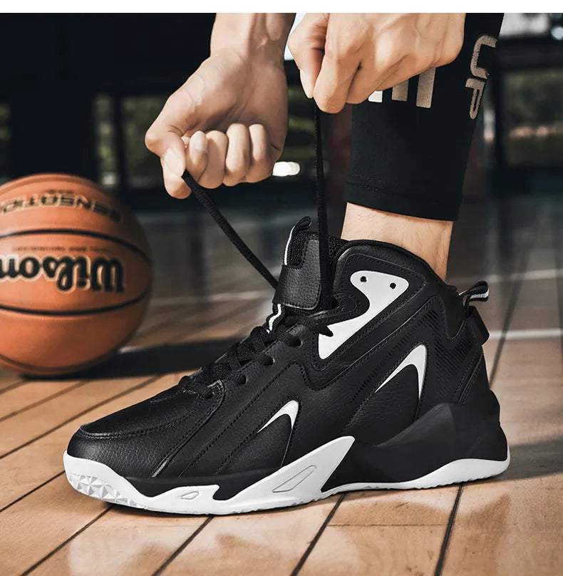 BXBR 2023  Men High-Top  Leather Basketball Shoes Training Sneakers Sport Shoes Big Size 48 49 50 51 Anti-Slip  basketball shoes