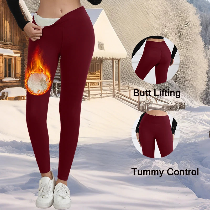 High-Waist Fleece Velvet Leggings – Autumn & Winter