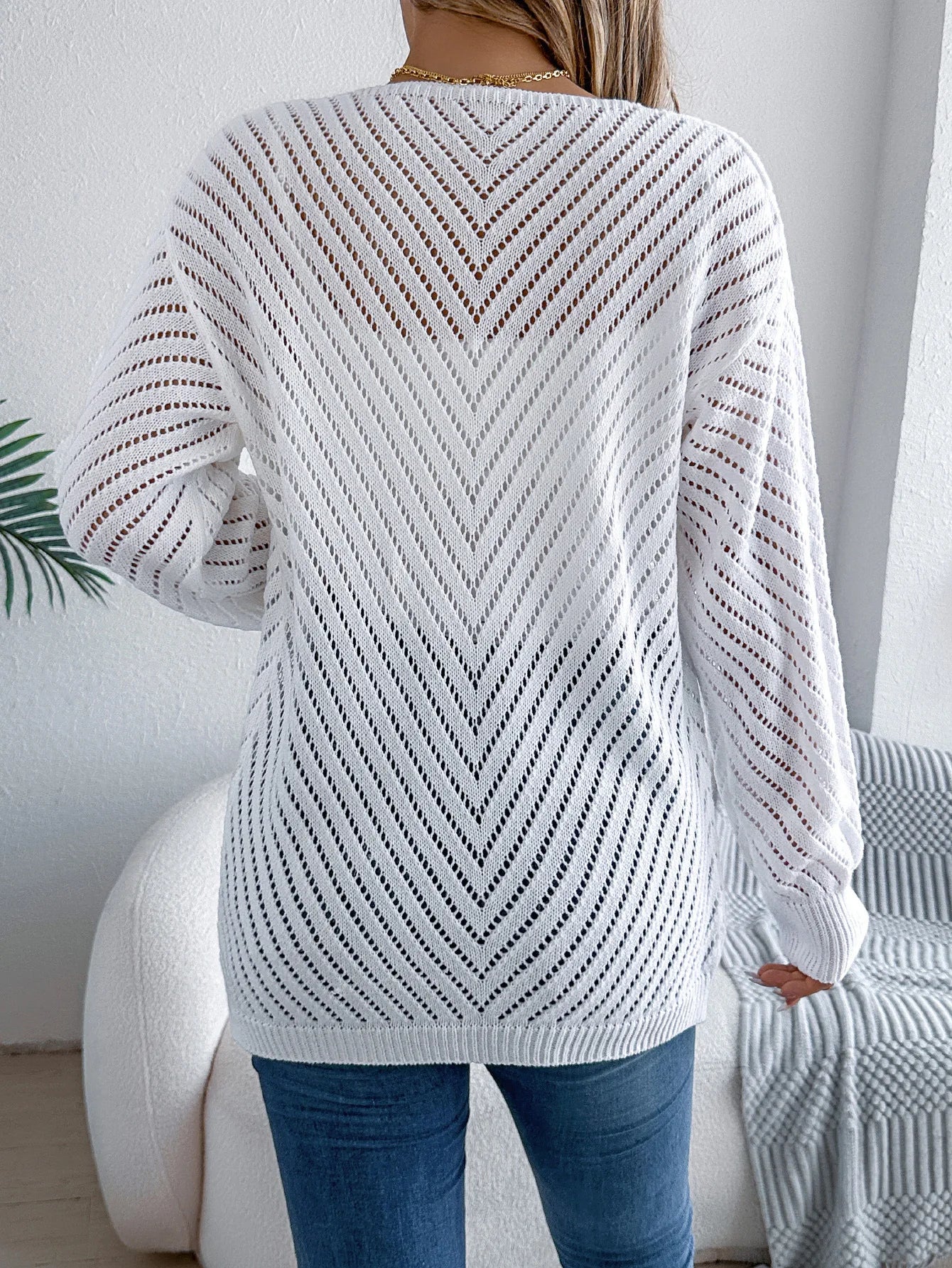Solid Knit Long Sleeve Cardigan – Autumn & Winter