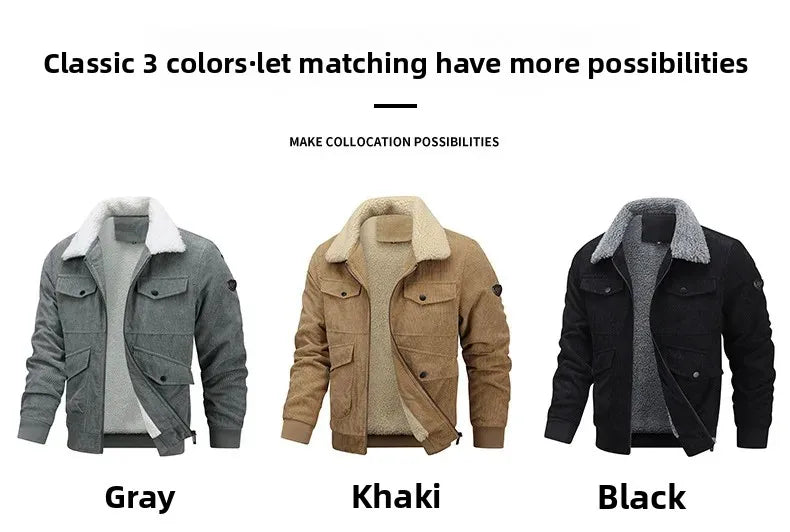 Men’s Corduroy Jacket – Thickened, warm, flocked lining, stylish and lightweight.