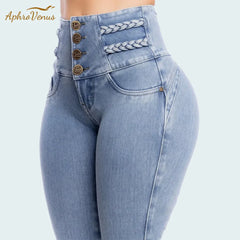 Fashion Thin Leg Elastic Jeans Women High Waist Skinny Denim Pants Oversize Trousers Shaping Butt Lift Jeans