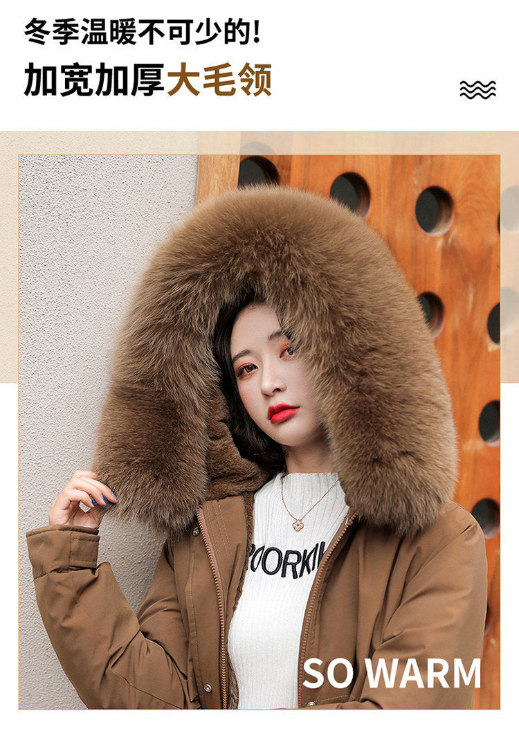 Women Parka Fashion Long Coat Wool Liner Hooded Parkas 2023 New Winter Jacket Slim with Fur Collar Warm Snow Wear Padded Clothes