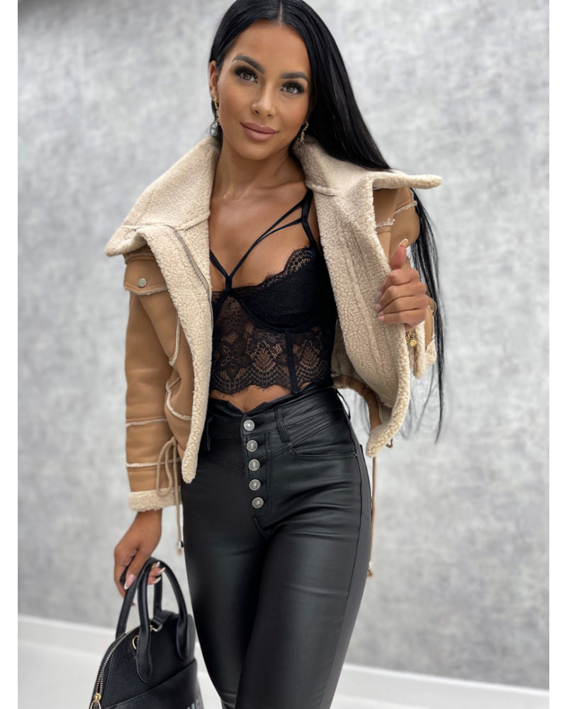 Faux Leather Jackets Women PU Short Thick Warm Black Outwear Female Aviator Retro Lapel Velvet Coat New Year Winter Tops