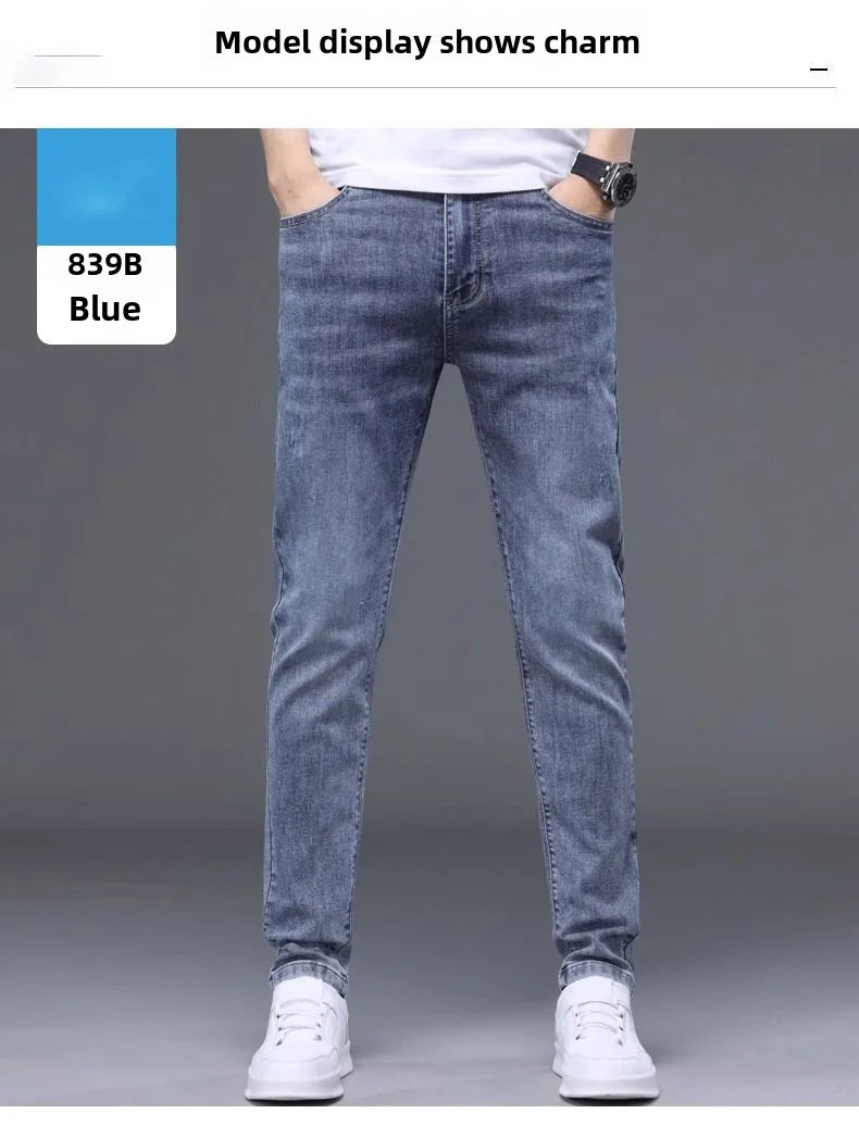 Trendy Korean Style Men's Jeans 2024 Spring Autumn New Release Slim Fit Denim Long Pants For Men Casual Comfortable Style