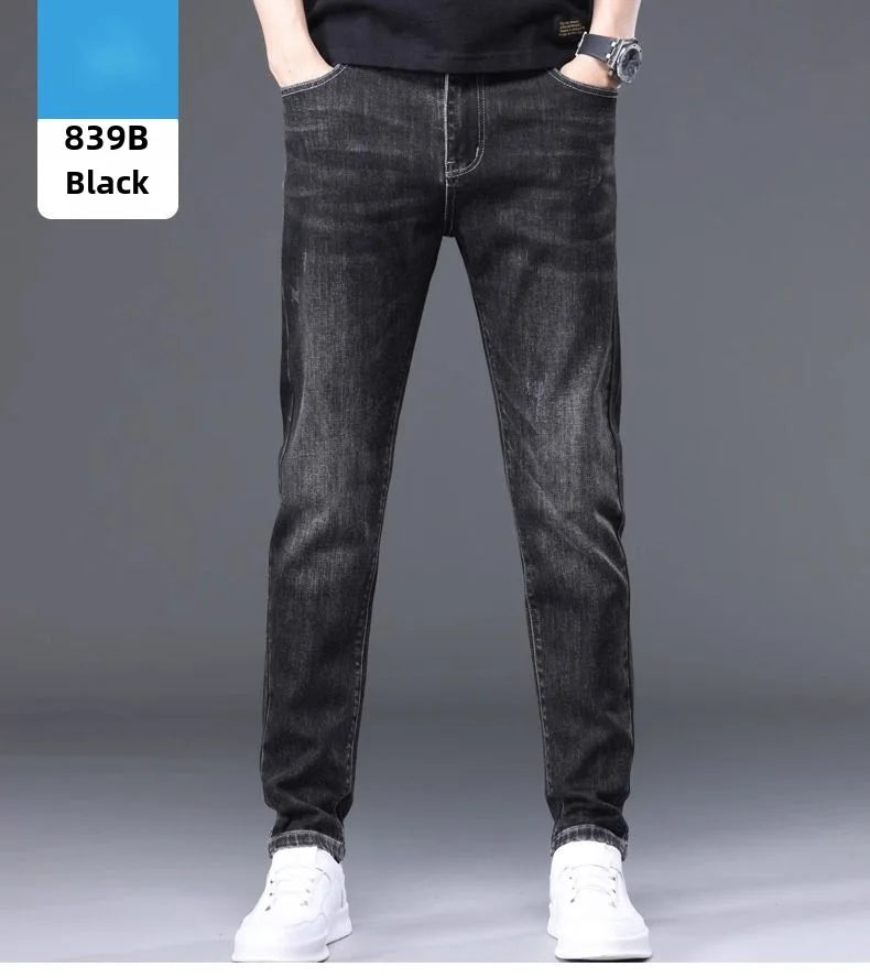 Trendy Korean Style Men's Jeans 2024 Spring Autumn New Release Slim Fit Denim Long Pants For Men Casual Comfortable Style