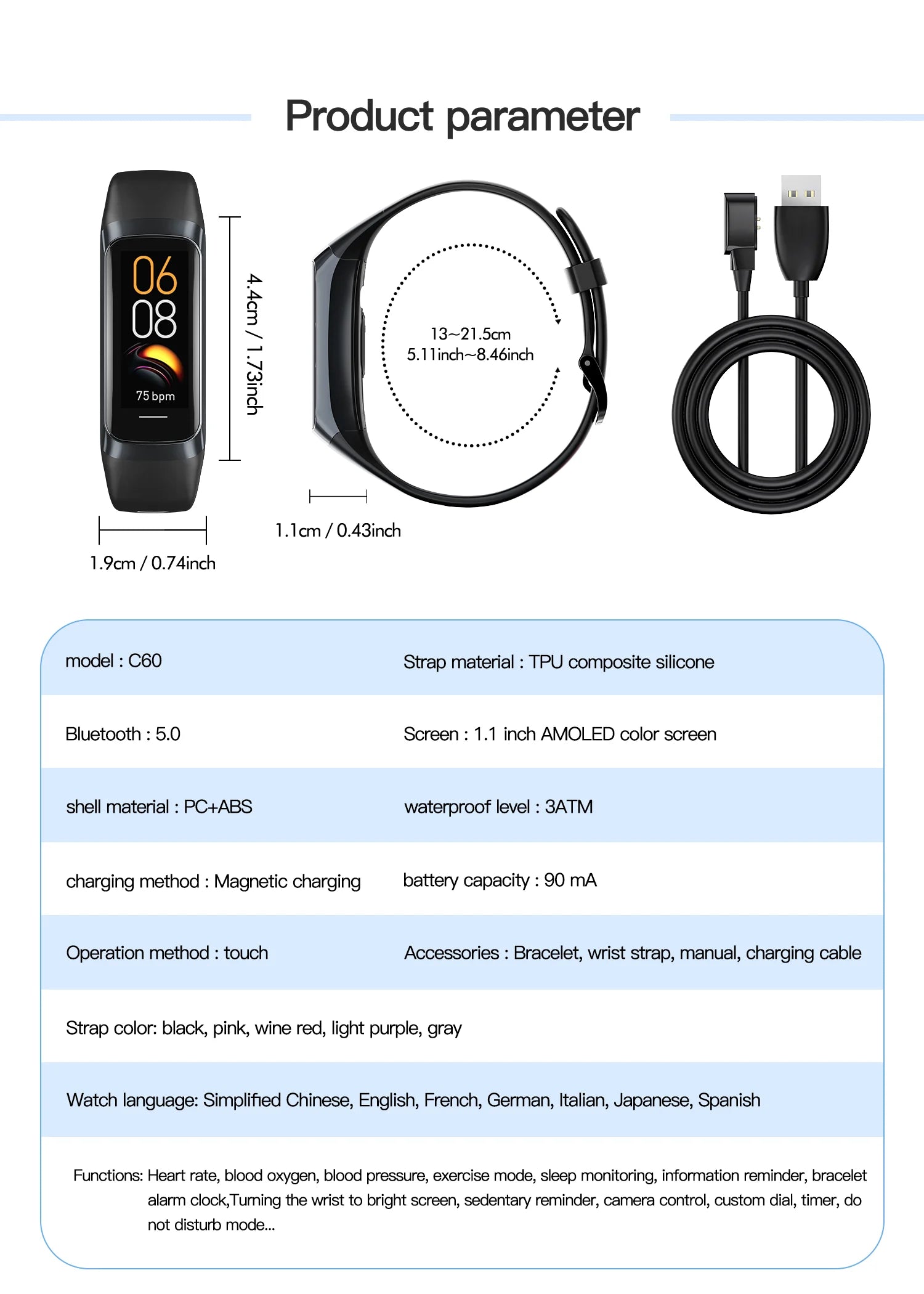 LIGE Amoled Smart Watch Smartwatch Band Women Heart Rate Blood Waterproof Connected Smart Bracelet Sport Fitness Tracker  Watch