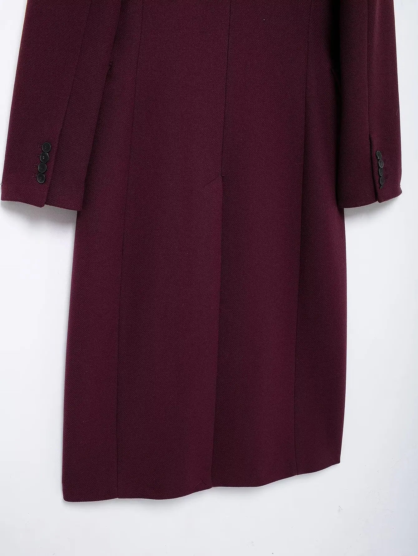 Burgundy Wool Blend Double-Breasted Coat – Autumn & Winter