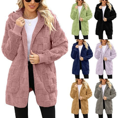 Oversized Hooded Plush Velvet Jacket – Autumn & Winter
