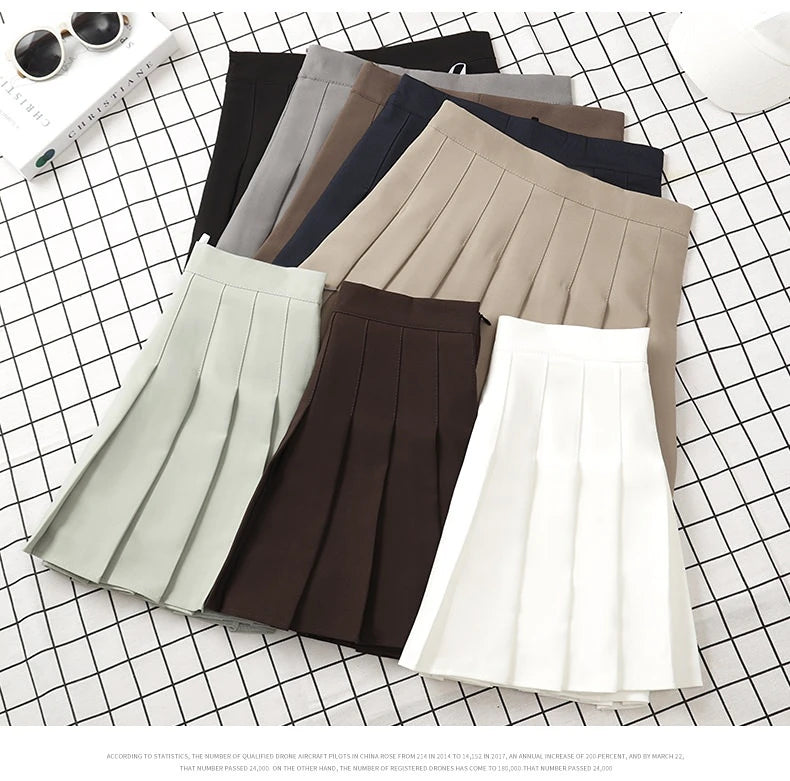 Brown Skirt Ladies 2022 Summer Clothes Women's High Waist Harajuku Korean Style Black Mini Pleated Skirt For School Girl Uniform