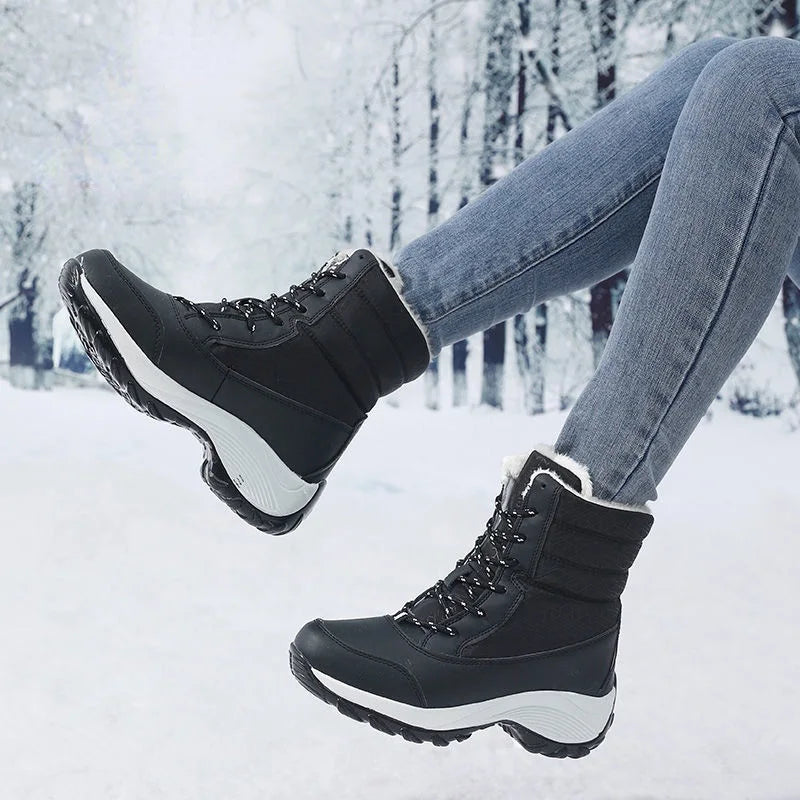 Ankel Boots for Women Winter Outdoor Warm Snow Boots Chunky Platform Waterproof Non-slip Warm Shoes Woman Boots Plus Size Casual