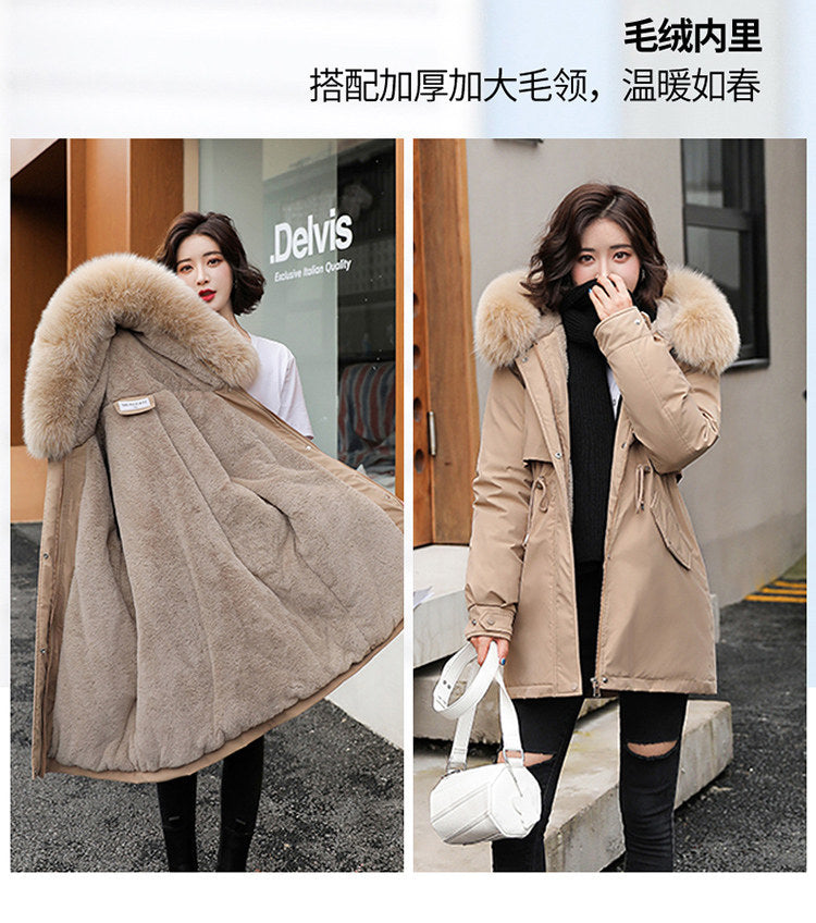 Women Parka Fashion Long Coat Wool Liner Hooded Parkas 2023 New Winter Jacket Slim with Fur Collar Warm Snow Wear Padded Clothes