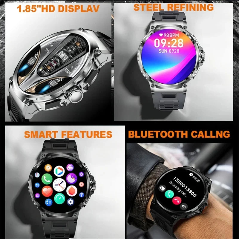 New Smart Watch Men 1.85-Inch HD Sports Bluetooth Call GPS Sports Fitness Tracker Heart Monitor 710mAh  Waterproof Smart watch