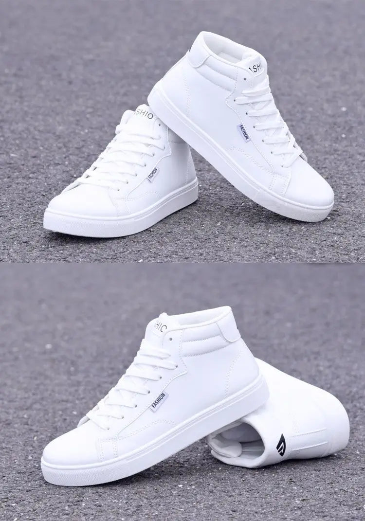 White Sneaker Faux Leather Boots Men's Winter Warm Boot Shoes Man High Top Sneaker Tenis Masculino Travelling Boots Waterproof